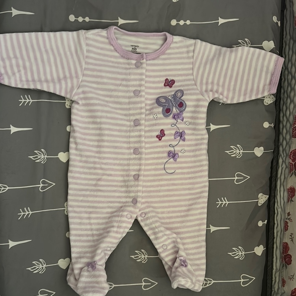 Carter's Purple Striped Baby One-Piece Footed Sleepsuit